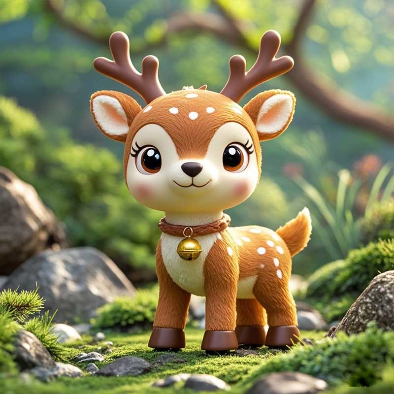 跨境出口定制PVC小鹿擺件玩具可愛塑膠植絨節日氛圍裝飾擺件